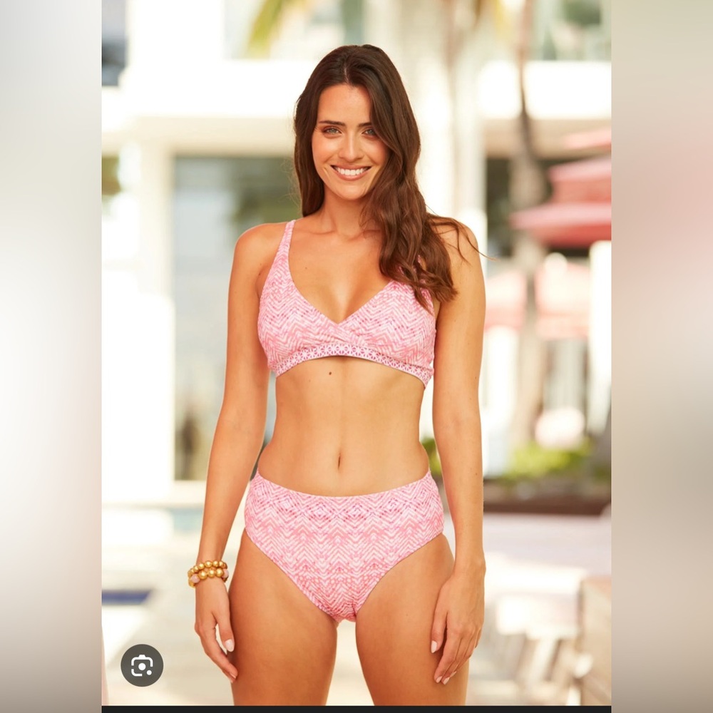 Cabana Life Pink and White Bikini Set
